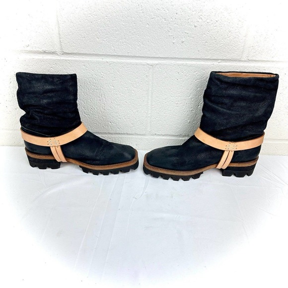 We The Free People Reya Women's Black Leather Harness Ankle Boots Sz 9-9.5 - Picture 12 of 16